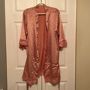 Pink satin robe